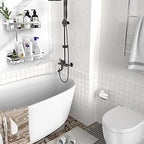 Moforoco Shower Caddy Shelf Organizer Rack, Self Adhesive Black Bathroom Shelves Basket, Home Farmhouse Wall Inside Organization and Storage Decor Rv Accessories, First Camper Apartment Essentials - Image 6