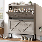 Nicetree Shoe Storage Cabinet with 2 Flip Drawers, Entryway Organizer, Gray by Nicetree