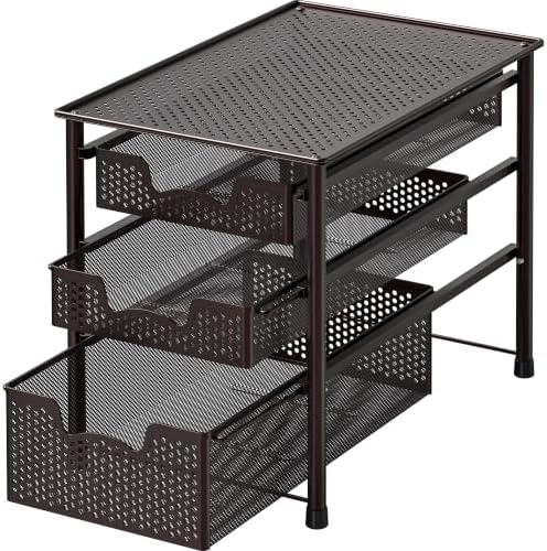 Simple Houseware Stackable 3 Tier Sliding Basket Organizer Drawer, Bronze by SimpleHouseware