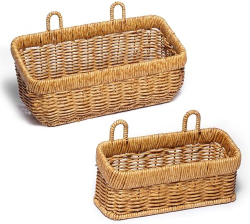 Wicker Style Wall Baskets, Hanging Storage Organizer by Nicestand