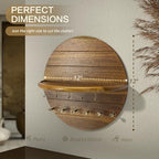 Rebee Vision Acacia Wood Round Key Holder Wall Mount for Home Decor, Brown - Image 2