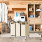 Simple Houseware Heavy Duty 3-Bag Laundry Sorter Rolling Cart, Chrome - Image 5