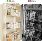 Delamu Adjustable Cabinet Door Organizer, 8-Tier Hanging Spice Rack Organizer, Metal Over the Door Pantry Organizer, Pantry Organizers and Storage Shelves for Kitchen Bathroom Laundry Room, White - Image 3