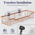 Kitsure Shower Caddy, Adhesive Shower Organizer, Large, Rose Gold - Image 5