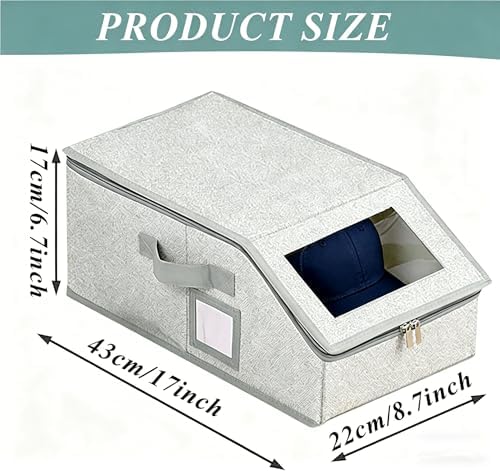 2 Pack Baseball Caps Storage Box,Ball Hats Organizer,16.1''L*8.6''W*6.7''H - Image 2