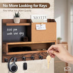 Key Holder for Wall Mount with Mail Organizer, Farmhouse Key Holder for Wall with Shelf, Chalkboard&Corkboard, Entryway Organizer 11 Metal Hooks, Decorative Natural Pine Wood, 14.6*11.1*3.3”, B-Brown - Image 5
