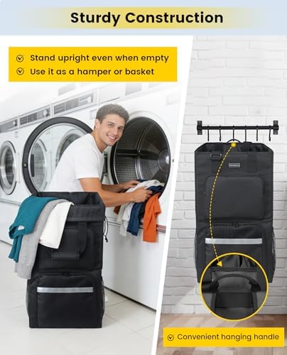 Vorspack Laundry Backpack for College Dorm, Heavy-Duty Hamper, Black - Image 6