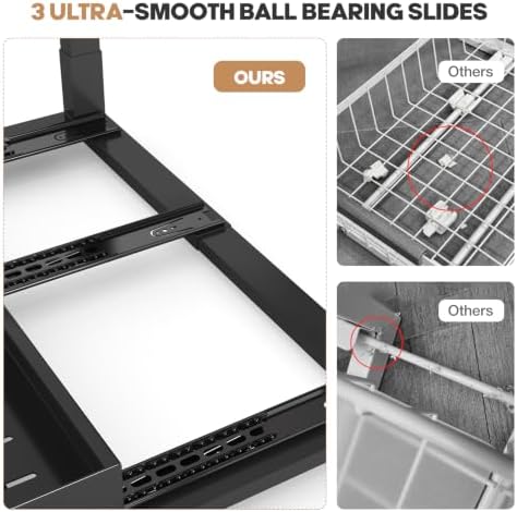 1 Pack Expandable Under Sink Organizers And Storage With Upgrade Ball-Bearing Slide Tracks,2-Tier Pull Out Under Cabinet Organizer Height Adjustable,Slide Out Under Sink Drawers-Black(Patent Pending) - Image 5