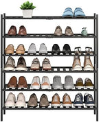 BMOSU 6-Tier Bamboo Extended Shoe Rack Premium Stackable Shoe Shelf Storage Organizer for Hallway Closet Living Room Entryway Organizer (Black Bamboo) by BMOSU