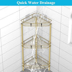 HuggieGems Metal Floor Standing Corner Shower Caddy, Gold, 3 Tier - Image 5