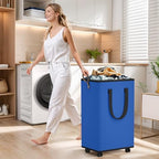 SpaceTrove Rolling Laundry Basket with Wheels, Laundry Hamper, 100L, Blue - Image 6