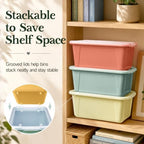 GAMENOTE 6 Qt Storage Bins with Lids, Morandi 6 Pack, Stackable Boxes - Image 2