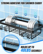 9 Pack Shower Caddy Adhesive Replacement, Strong Waterproof Transparent Adhesive Strips, No Drilling Shower Shelf Adhesive Hooks for Bathroom Shelves, Corner Basket, Soap Holder & Kitchen Racks - Image 4