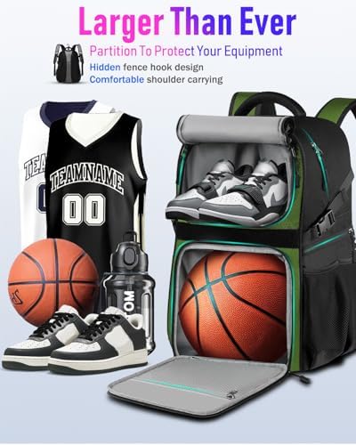 LOINTET Basketball Bag Backpack with Ball Holder Shoes Compartment, Large Basketball Accessories Sports Bag - Image 3