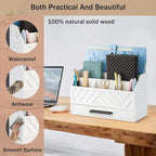 dreampossible Wood Desk Organizer and Accessories with Drawer, Bill Mail Organizer and File Mail Holder for Office Supplies, Modern Desk Accessories & Workspace Organizers for Desk Organization - Image 3