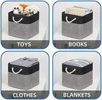 Temary Baskets 4 Pack Fabric Storage Cube Storage Baskets 13x13x13 Storage Cube Bins for Shelves with Handles, Basket for Organizing (Black&Gray) - Image 4