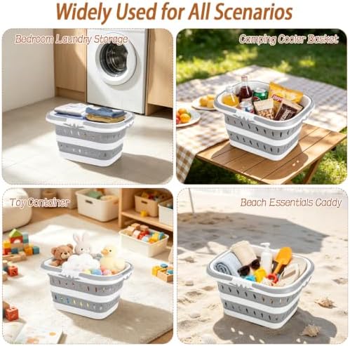 2 Pack Collapsible Laundry Baskets with Comfort Handles, 10.6 Gallon Collapsible Laundry Clothes Hamper Portable Space Saving Pop-Up Laundry Hamper Storage Container - Image 7