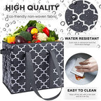 Reusable Grocery Bags 2Pack Foldable Washable Large Storage Bins, Dark Grey - Image 4