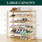 Smiry Bamboo Shoe Rack, 16 Vertical Slats, 5 Tier - 33.7" Wide, Natural - Image 2