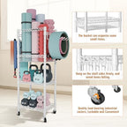 FUTASSI Home Gym Storage, 3 Tiers Workout Equipment Organizer with Wheels for Yoga Mats, Foam Roller, Dumbbells, Kettlebells, and Resistance Bands - Image 2