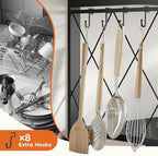 Fenbeli Foldable Shelves with Wheels - 5 Tier Folding Shelf, Collapsible No Assembly Metal Shelving Unit, Origami Storage Shelves & Rolling Storage Rack with 8 Hooks for Kitchen Pantry Garage - Image 5
