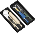 Bamboo Kitchen Drawer Organizer, 2-Pack, 17" x 6" x 2.5", Black by Greatseas