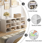 Garden 4 you Shoe Storage Bench, Cubby Shoe Rack with 12 Cubbies, 3-Tier Wood Shoe Rack Organizer, Shoe Organizer Cabinet for Entryway, Hallway, Closet and Garage, White - Image 4