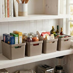 BINO | Plastic Storage Bins, 16 Liter - 2 Pack, Taupe | THE MODERN COLLECTION | Plastic Bins for Organization | Woven Storage Baskets for Organizing | Pantry Shelf Organizer Basket Container Bin - Image 4