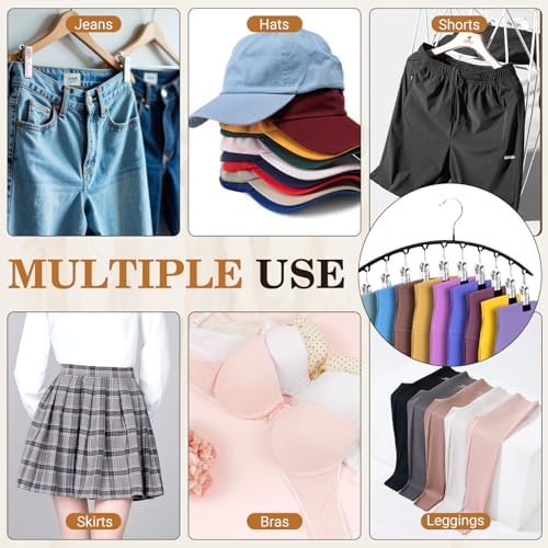 Legging Organizer for Closet, Metal Yoga Pants Hangers 2 Pack w/10 Clips Holds 20 Leggings, Space Saving, Clips Hanger for Pants, Shorts, Scarf, Hats (Black+Grey) - Image 3