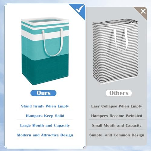 BlissTotes 3-Pack Laundry Basket, Collapsible Laundry Hamper, Green, 100L - Image 3