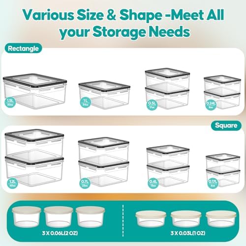 40 PCS Food Storage Containers with Lids Airtight (20 Containers & 20 Lids) - Image 2