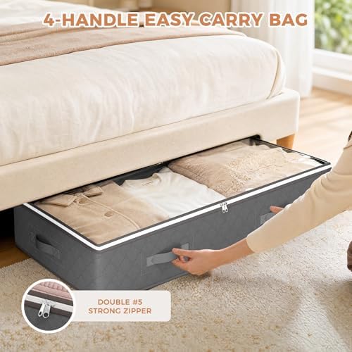 Budding Joy Under Bed Storage Containers, Storage Bins with Clear Lids | Underbed Storage Bags for Blankets, Towels, Comforter, Sweaters, Linen Sheets, Wrapping Paper - Image 5