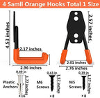 Garage Utility Double Hooks,Heavy Duty Steel Wall Mount Storage Organizer with Anti-Slip Coating,Load Capacity 66 LB (4 Pack Orange 3" U Hook) - Image 2