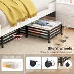 Under Bed Storage with Wheels, 2 Pack Bamboo Drawers for Shoes and Clothes - Image 2