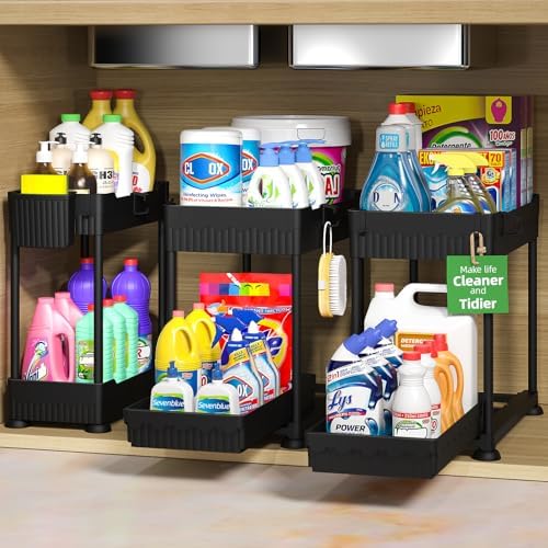 Sevenblue 3-Pack 2-Tier Under Sink Organizers with Sliding Drawers by Sevenblue