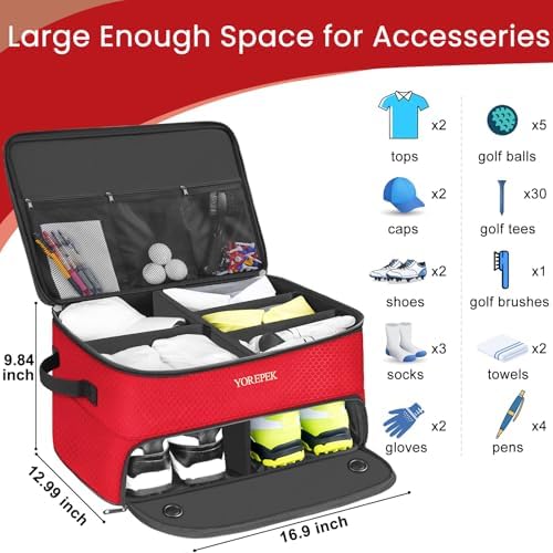 YOREPEK Golf Gifts for Men, 2 Layer Golf Trunk Organizer for 2 Pair Shoes - Image 4