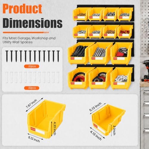 14pc Wall-Mounted Storage Organizer Mixed V1 V2 Combo Yellow - Image 2