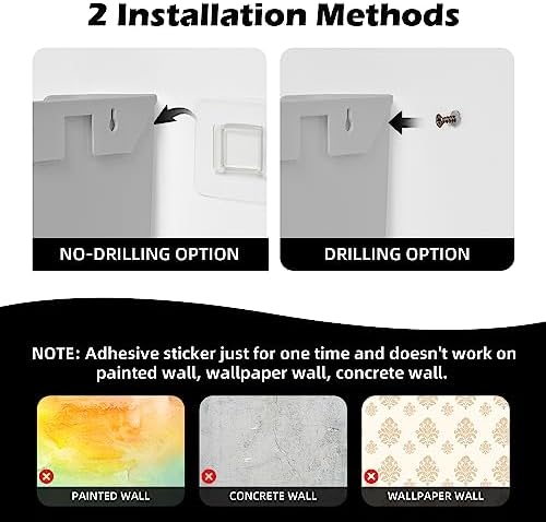 YOHOM Adhesive File Holder Plastic Document Folder Door No Drilling Mount Mail Magazine Organizer A4 Filing Envelopes Folder, Office Wall Mount Single Pocket(GREY, 2 PCS) - Image 7