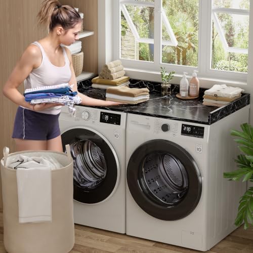 Aheaplus Washer and Dryer Countertop, Laundry Organization, Black Marble - Image 4