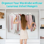 Sishynio Velvet Hangers 50 Pack, Non-Slip Slim Felt Clothes Hangers White | Space-Saving Closet Organization; Flocked Surface; 360° Swivel Hooks; For Shirts, Coats, Dresses, Blouses - Image 7