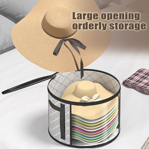STARGAZ Hat Boxes For Women Storage - This Oversized Clear Hat Storage Bag can hold 9 hats,suitable for cowboy hats,suitable for travel and daily hat organizer for closet.(Pure Gray 1 Pack) - Image 2