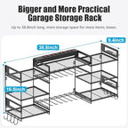 CCCEI Black Power Tool Organizer Wall Mount, Large Tools and Battery Storage Rack Charging Station Individual Switches. Drills Holder, Garage Utility Shelves with 10FT Power Strip. Gift for Men. - Image 5