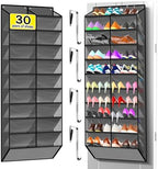 Kotkn 10-Tier Over the Door Shoe Organizer, 20 Pockets Holds 20-30 Pairs, Heavy-Duty Oxford Fabric with Hexagon Mesh for Boots & Sneakers-Dark Gray by Unknown