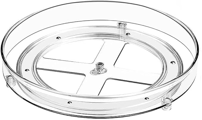 9.25 Inch Lazy Susan Turntable, Clear Plastic Spinning Organizer for Cabinet, Fridge, 360° Rotation, Easy to Clean, Kitchen, Bathroom, Vanity Countertop Storage Solution (Clear, 9.25inch 1 Tier) by ANNIYA