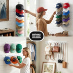 2 Pack Hat Organizer for Baseball Caps,Detachable DIY Hat Rack for Wall Hold Up to 22 Hats,Baseball Cap Organizer Cap Holder Hat Hangers for Wall Closet Door Bedroom(1A-White) - Image 5