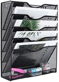 EasyPAG 5 Tier Wall File Holder Mesh Hanging Folder Organizer with Classify Label, Versatile Desk File Holder, Vertical Wall Mounted Mail Organizer for Office Home Cubicle, Black, Closed Sides by EasyPAG