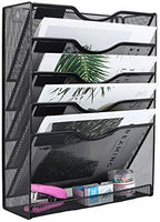 EasyPAG 5 Tier Wall File Holder Mesh Hanging Folder Organizer with Classify Label, Versatile Desk File Holder, Vertical Wall Mounted Mail Organizer for Office Home Cubicle, Black, Closed Sides by EasyPAG