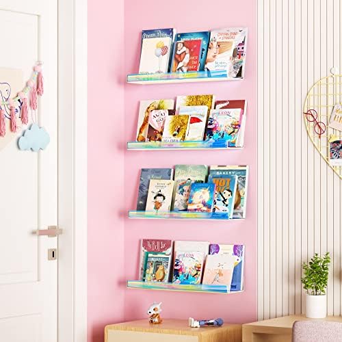 upsimples 4 Pcs 15" Iridescent Acrylic Shelves for Wall Decor and Display - Image 2
