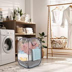 BATTOO Deluxe Strong Mesh Pop up Laundry Hamper Basket with Side Pocket Foldable Hamper for Laundry Room, Bathroom, Kids Room, College Dorm or Travel Black + Grey - Image 6