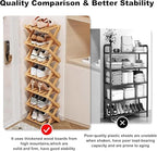 YYW Bamboo Shoe Rack, Foldable Vertical Free Standing Shoe Storage Shelf - Image 5